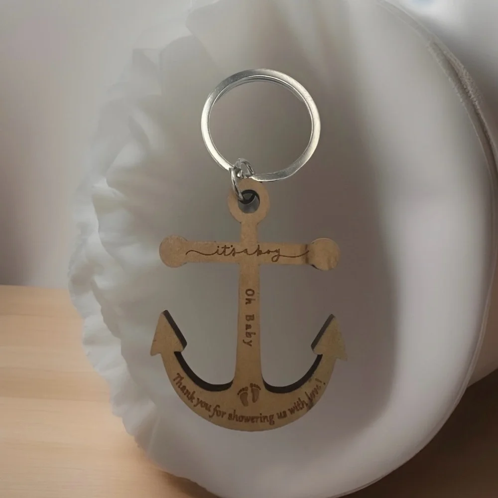 It's A Boy Anchor Keychain 50 Nautical Baby Shower Thank You Cards - Gift Sets